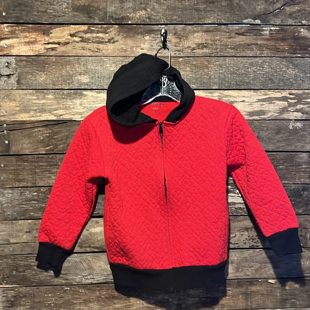 💰BOGO FREE Disney Red & Black Quilted Full zip Hooded Jacket